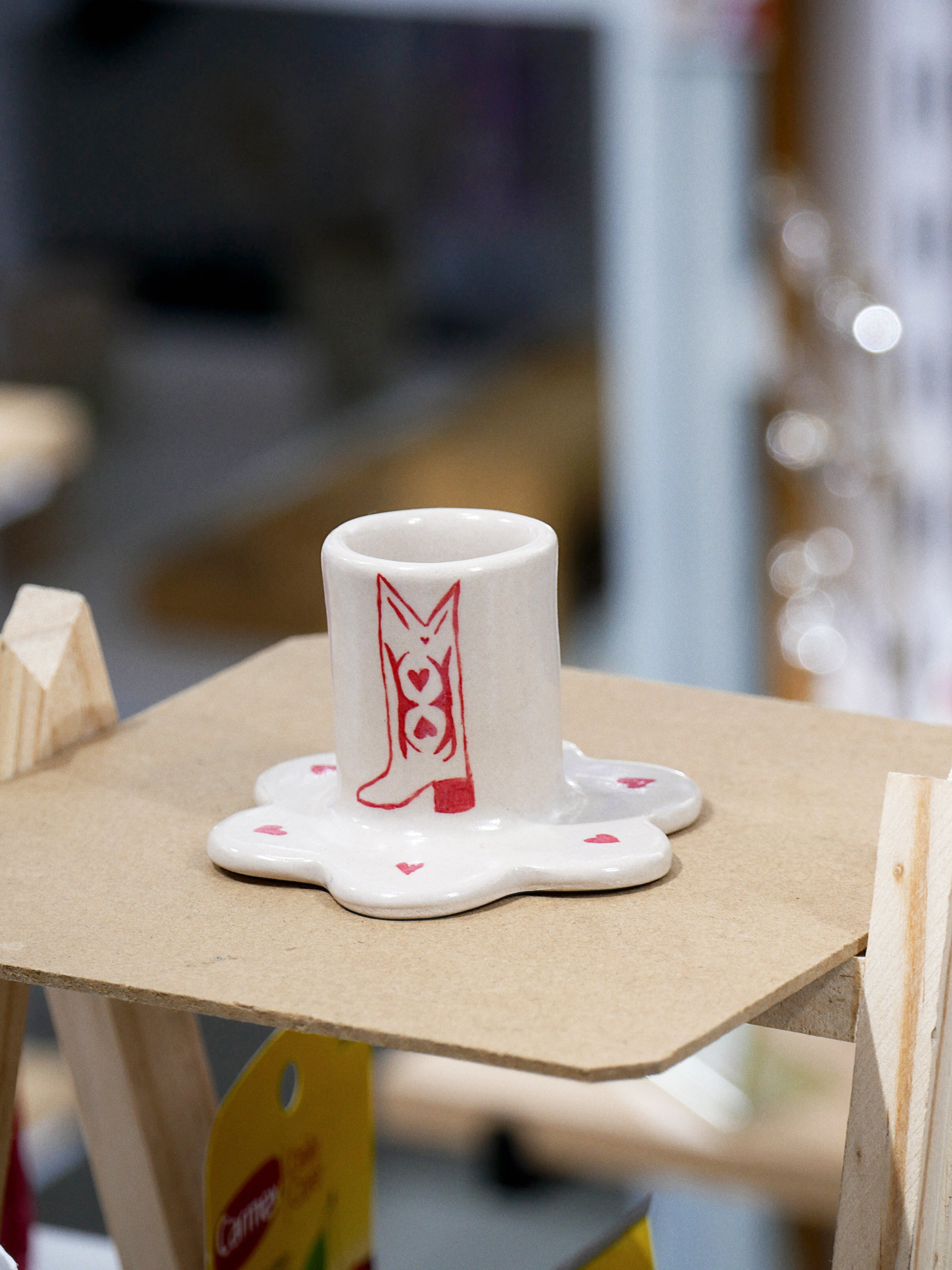 candelabro bota - roja