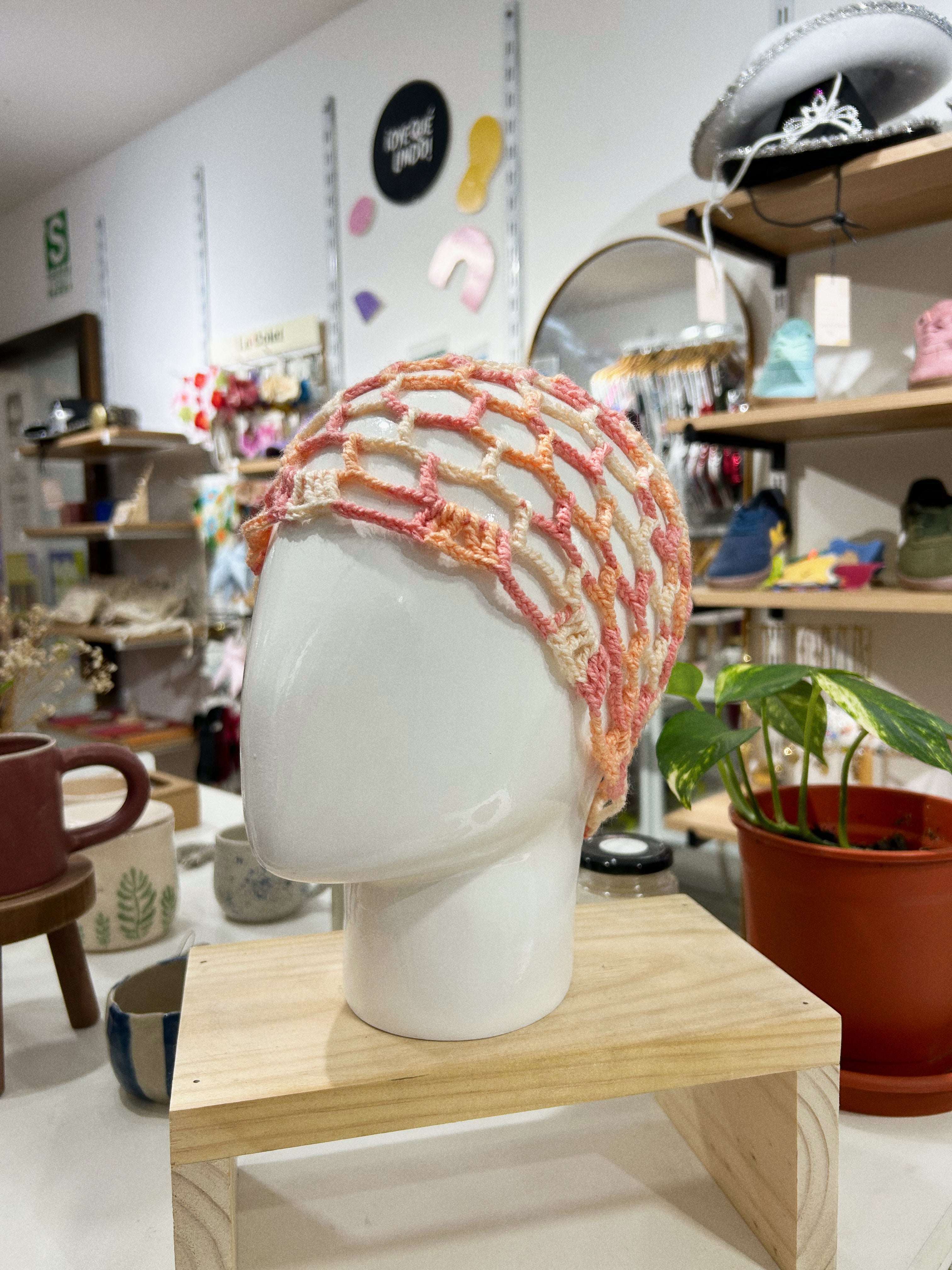 crochet hat - tricolor